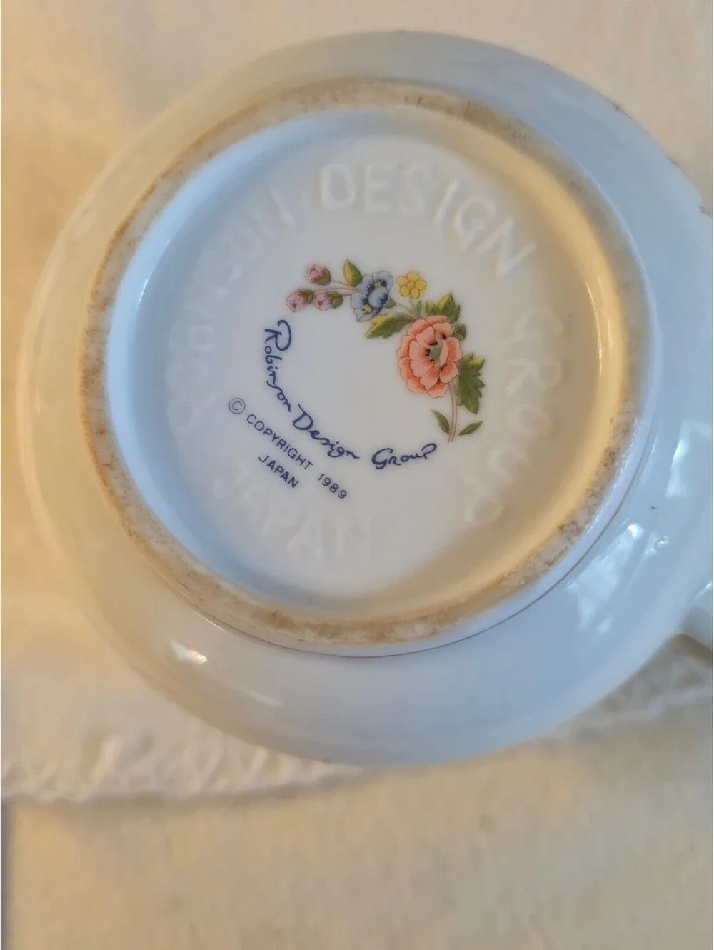 Vintage 1989 Robinson Design Group Floral Porcelain Teapot Japan Gold Trim